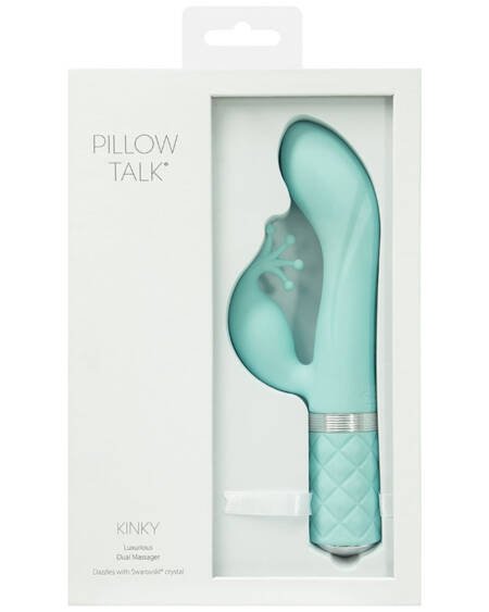 Pillow Talk Kinky Dual Massager-Teal 8.5