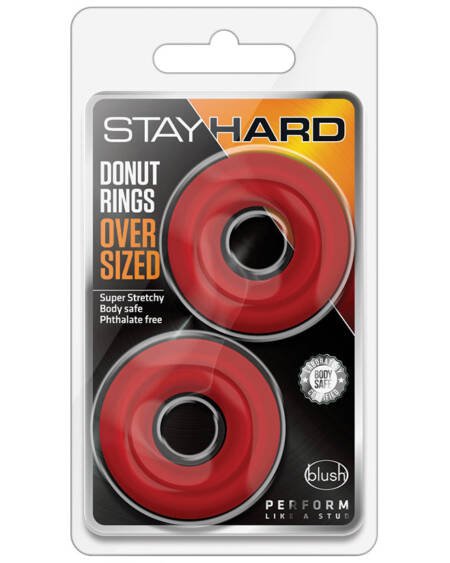 Stay Hard Donut Rings Oversized-Red 2Pk