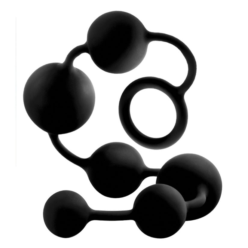 Anal Adventures Platinum Silicone Large Anal Beads Black - Image 2