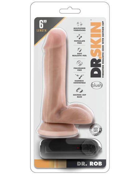 Dr. Skin Vibrating Cock With Suction Cup-Vanilla 6