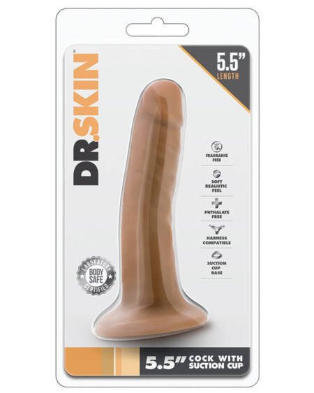 Dr. Skin Cock With Suction Cup-Mocha 5.5