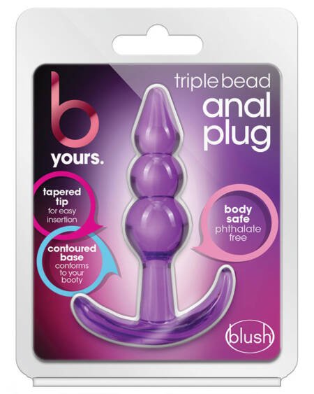 B Yours. Triple Bead Anal Plug-Purple