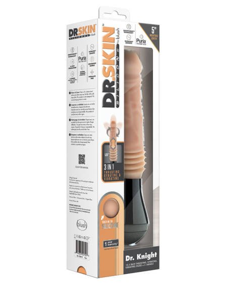 Dr. Skin Silicone Dr. Knight Thrusting Gyrating Vibrating Dildo-Beige