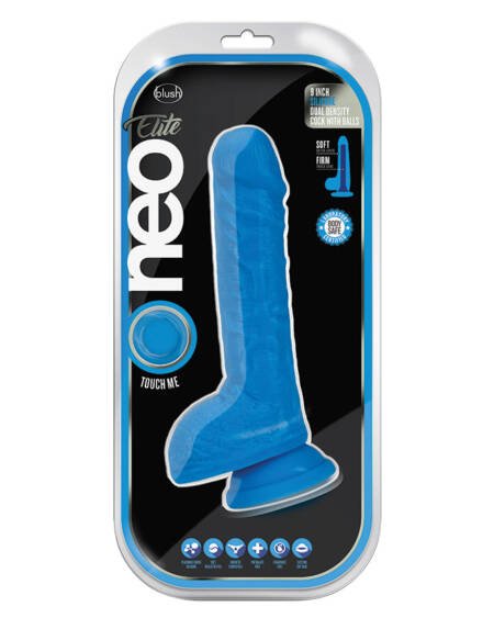 Neo Elite Silicone Dual Density Cock with Balls-Neon Blue 9