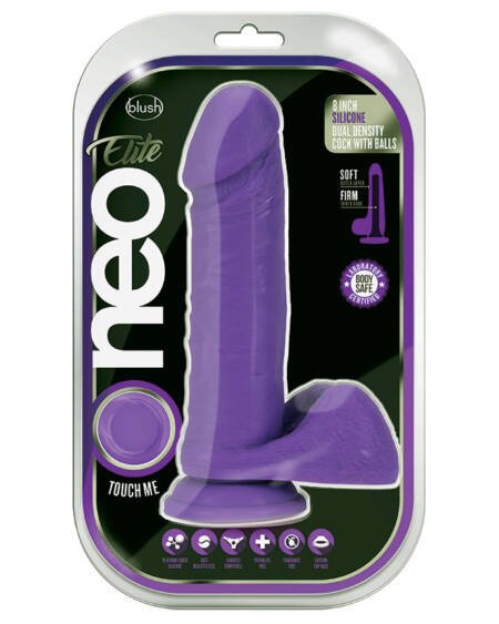 Neo Elite Silicone Dual Density Cock with Balls-Neon Purple 8