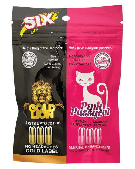 His & Hers Pink Pussycat/Gold Lion 6 Count Bag