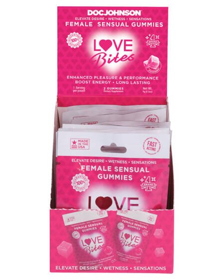 Love Bites Female Sensual Gummies 2pk Display of 12