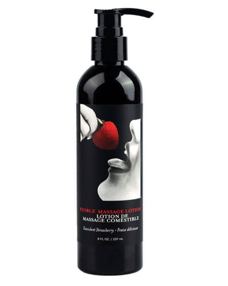 Earthly Body Edible Massage Lotion-Strawberry 8oz
