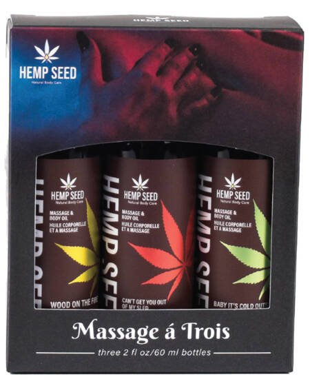Earthly Body Hemp Seed Holiday Massage Oil Trio Gift Set