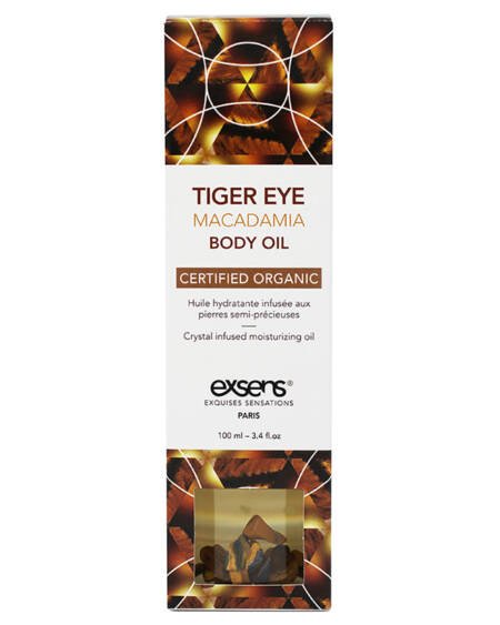 Exsens Organic Crystal Infused Body Oil-Tiger Eye Macadamia 3.4oz