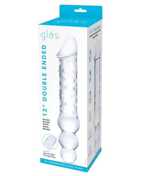Glas Double Ended Glass Dildo with Anal Beads 12