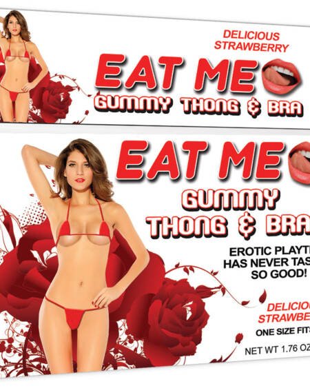 Eat Me Gummy Thong & Bra-Strawberry
