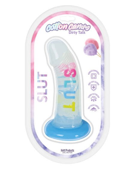 Cotton Candy Dirty Talk Slut Dildo 6"