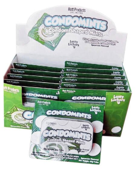 Condomints Condom Shaped Mints-Spearmint Display of 12