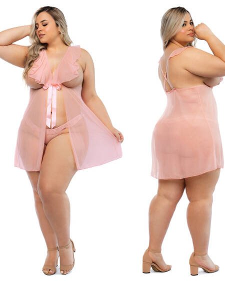 Hello Sexy The Juliet Babydoll and Panty Set Curvy-Cherry 2X/3X-Hanging