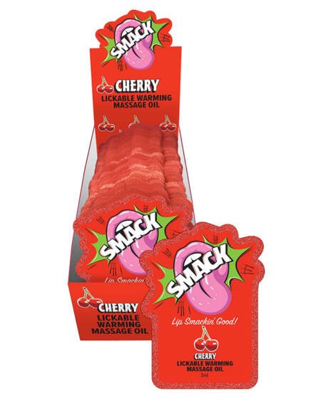 Smack Lickable Massage Oil-Cherry 3ml Pouch Display of 36