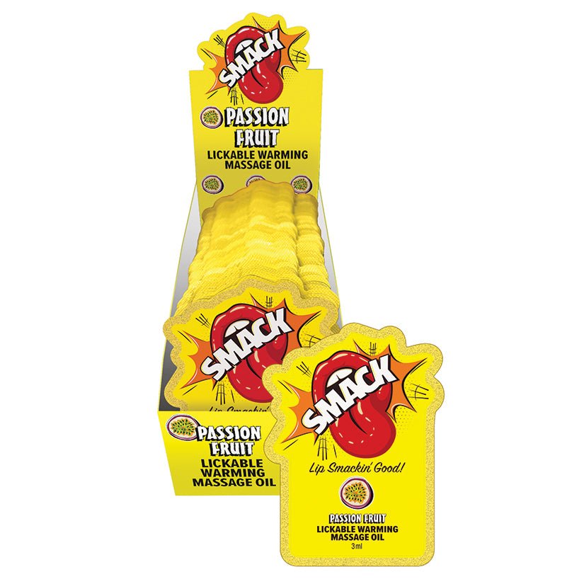 Smack Lickable Massage Oil-Passion Fruit 3ml Pouch Display of 36