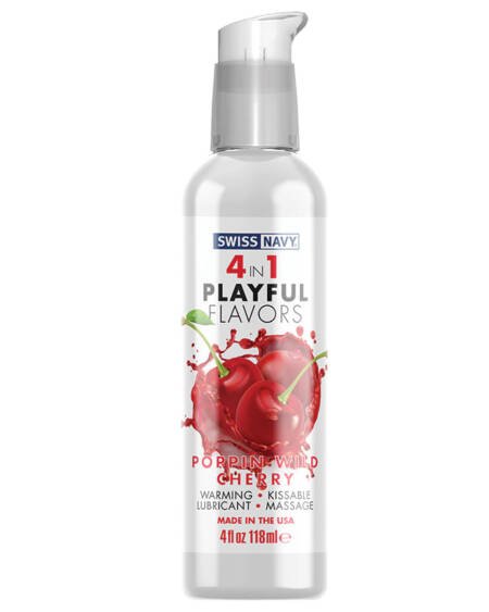 Swiss Navy 4 In 1 Playful Flavors-Poppin Wild Cherry 4oz