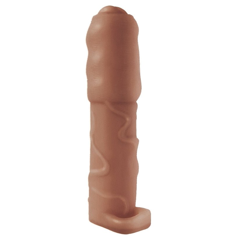 Natural Realskin Vibrating Uncircumsised Xtender With Scrotum Ring-Brown - Image 2