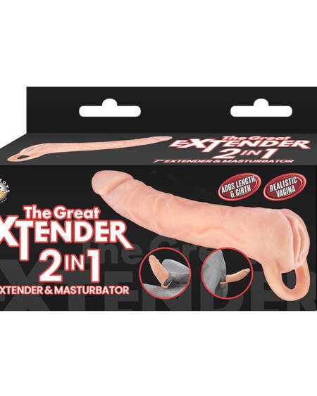 The Great Extender 2 in 1 Extender & Masturbator-White 7"
