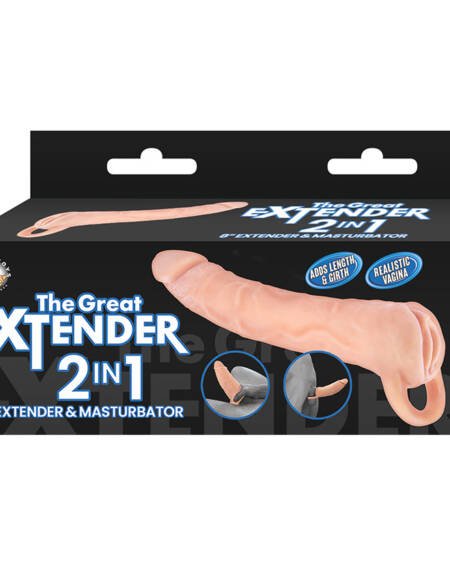 The Great Extender 2 in 1 Extender & Masturbator-White 8"