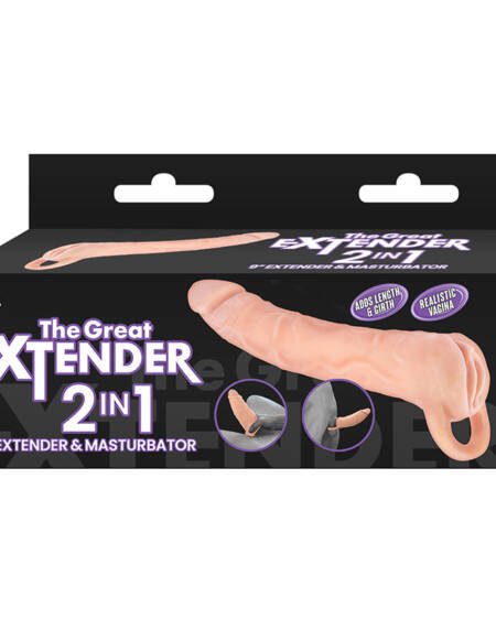 The Great Extender 2 in 1 Extender & Masturbator-White 9"