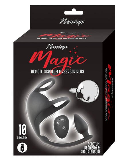 Magic Remote Scrotum Massager Plug-Black