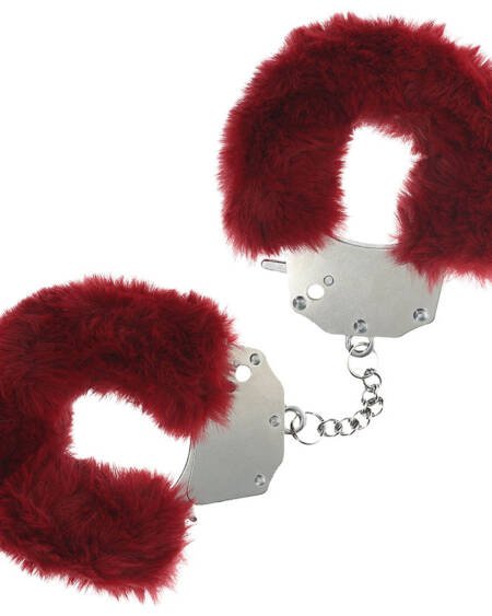 Ouch Heavy Duty Fluffy Handcuffs-Burgandy