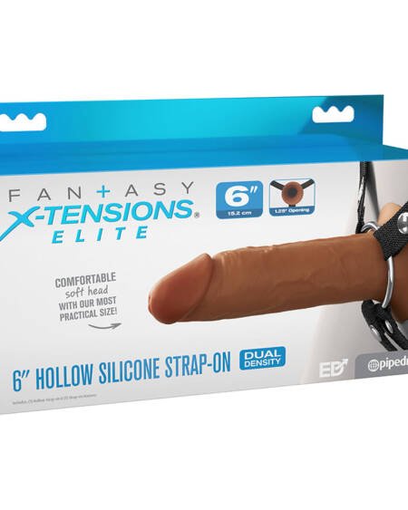 Fantasy X-Tensions Elite Silicone Hollow Strap On-Brown 6"