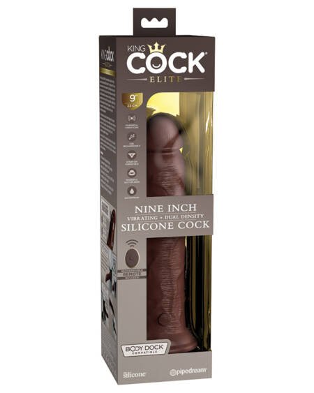 King Cock Elite Dual Density Vibe Silicone Cock-Brown 9