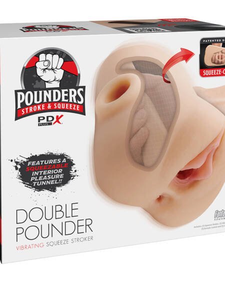 PDX Plus Double Pounder Vibrating Squeeze Stroker-Light