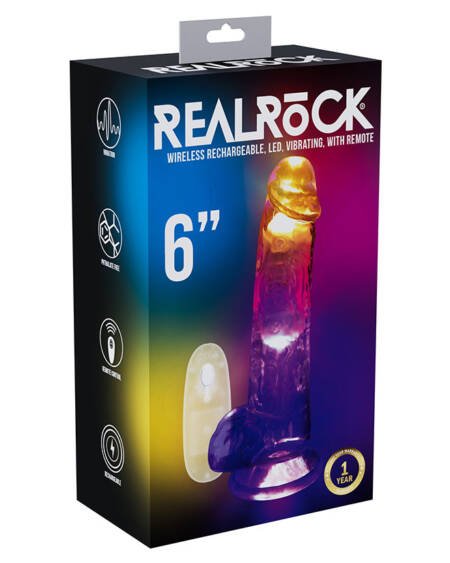 RealRock Wireless Rechargeable LED Vibrating With Balls 6"