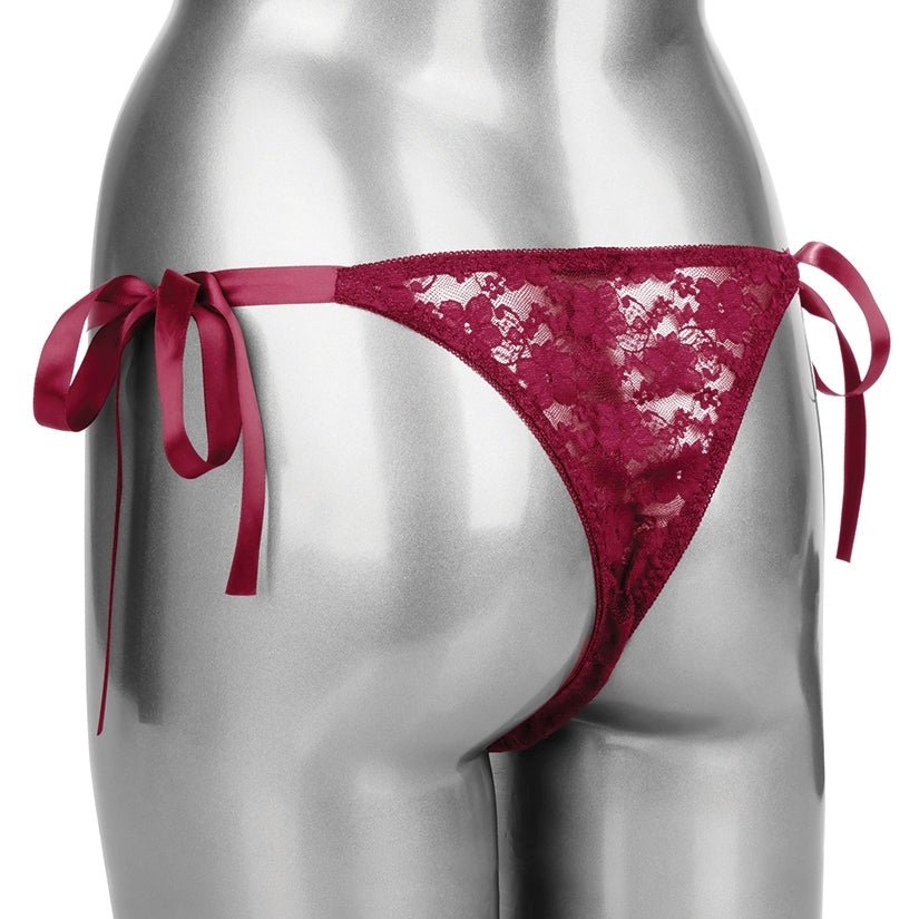 Remote Control Lace Thong Set-Burgundy - Image 5