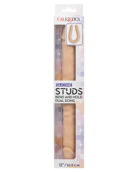 Silicone Studs Bend and Hold Dual Dong-Ivory 12"
