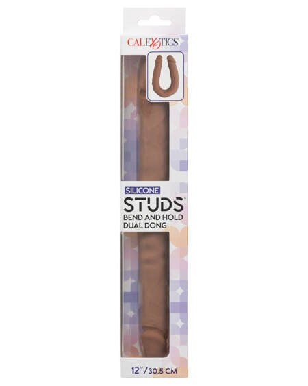 Silicone Studs Bend and Hold Dual Dong-Brown 12"