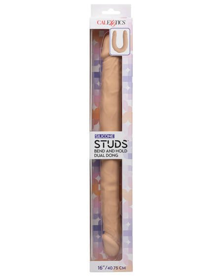 Silicone Studs Bend and Hold Dual Dong-Ivory 16"