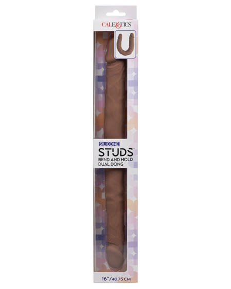 Silicone Studs Bend and Hold Dual Dong-Brown 16"