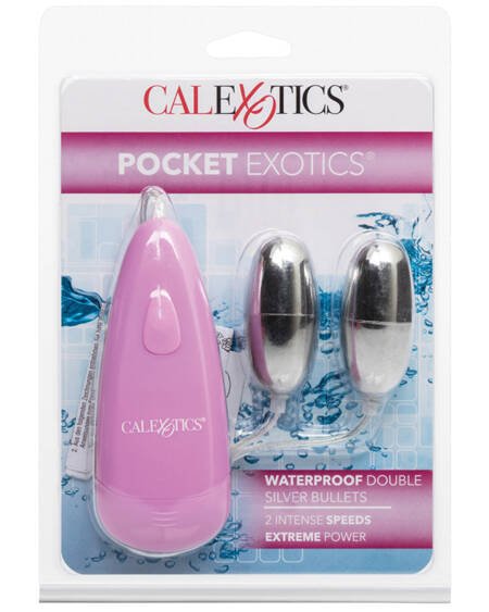 Pocket Exotics Waterproof Double Bullets-Silver
