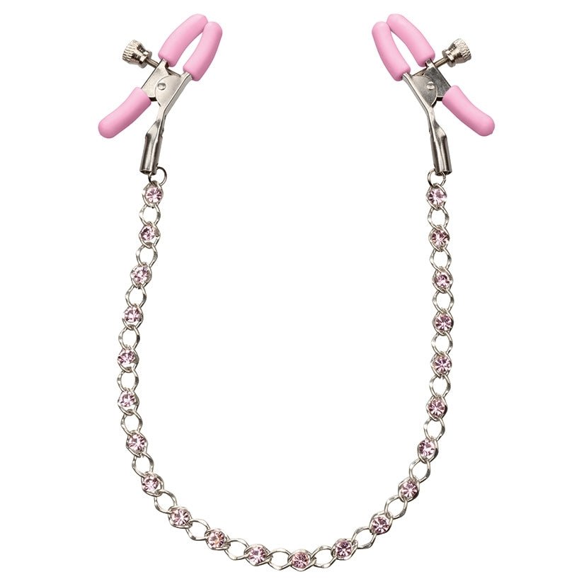 Nipple Play Crystal Chain Nipple Clamps-Pink - Image 2