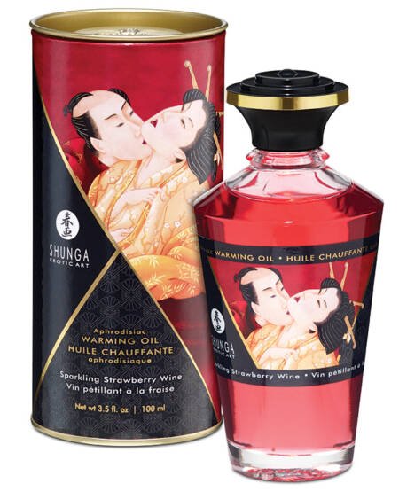 Shunga Aphrodisiac Warming Oil-Sparkling Strawberry Wine 3.5oz