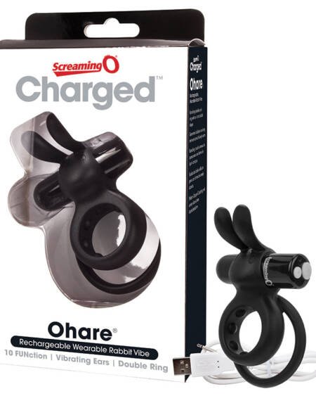 Screaming O Charged Ohare Rechargeable Wearable Rabbit-Black