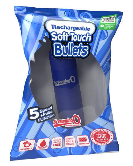 Screaming O Soft Touch Rechargeable Bullets-Blue