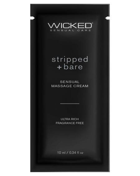 Wicked Sensual Massage Cream-Stripped + Bare Unscented 10ml Foil