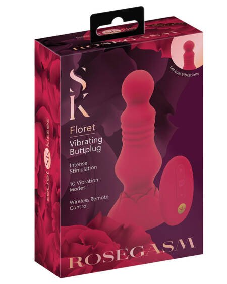 Secret Kisses Rosegasm Remote Control Thrusting Floret Butt Plug