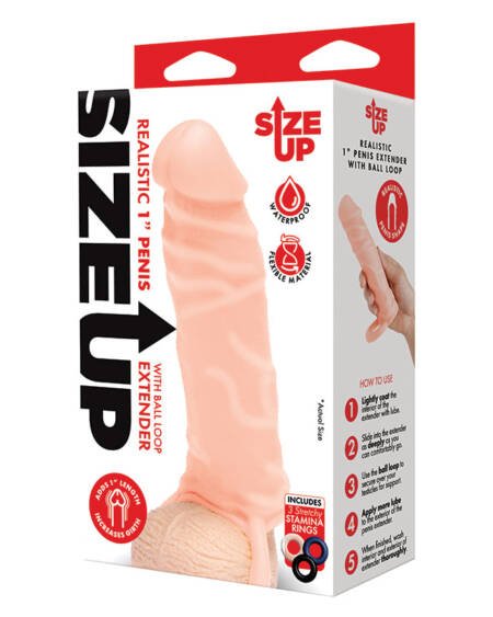 Size Up Realistic Penis Extender with Ball Loop-Flesh 1