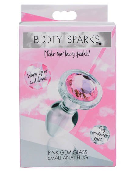 Booty Sparks Pink Gem Glass Anal Plug-Small
