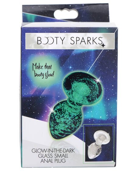Booty Sparks Glow-In-The-Dark Glass Anal Plug-Small