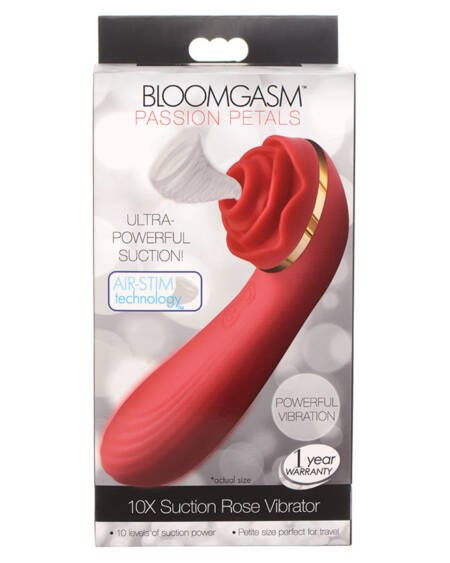Bloomgasm Passion Petals 10X Silicone Suction Rose Vibrator-Red