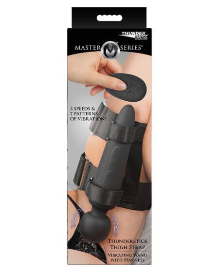 Master Series Thunderstick Thigh Strap Vibrating Wand with Harness